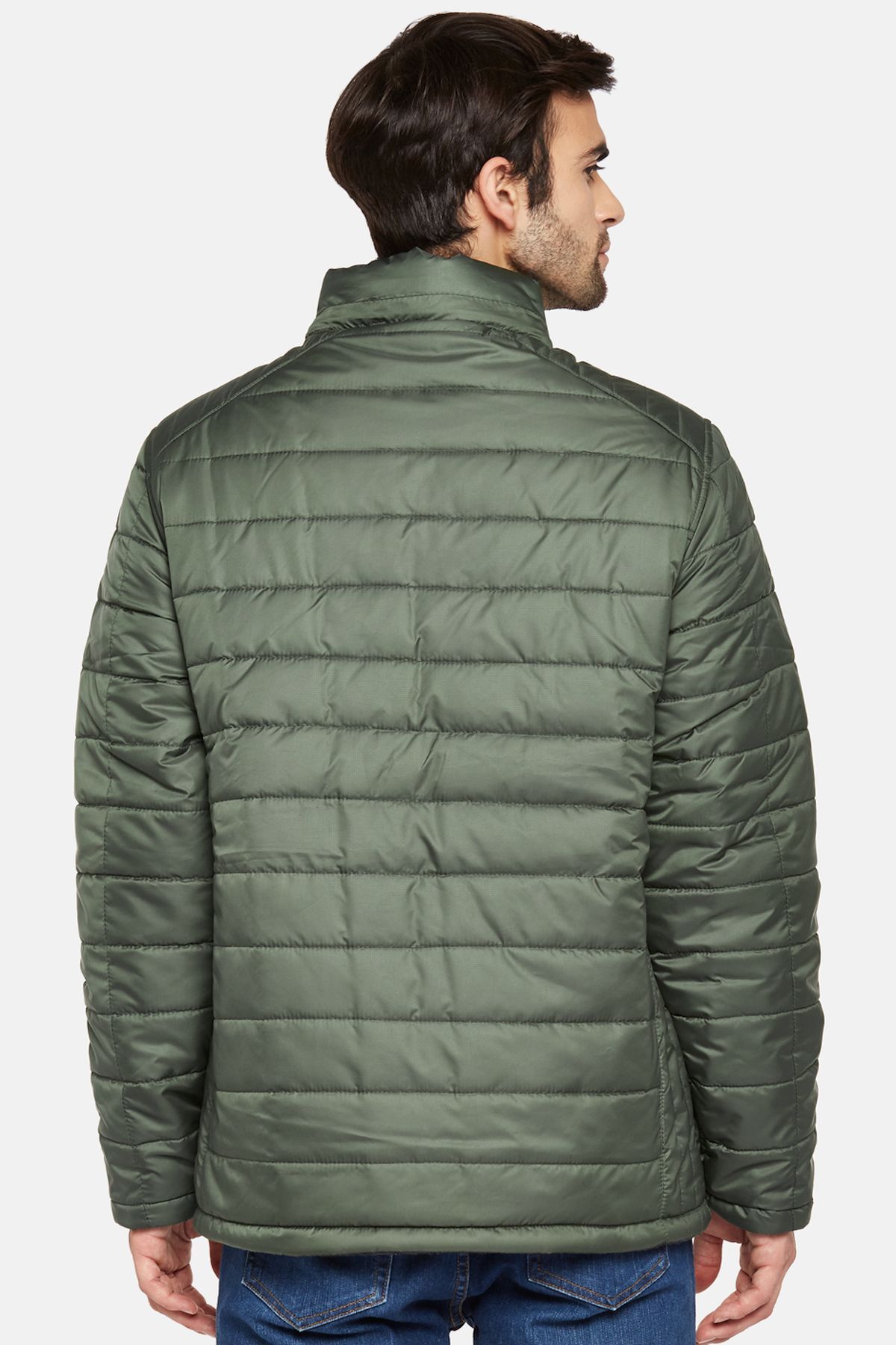 Olive Fleece Lined Puffer Jacket | Men